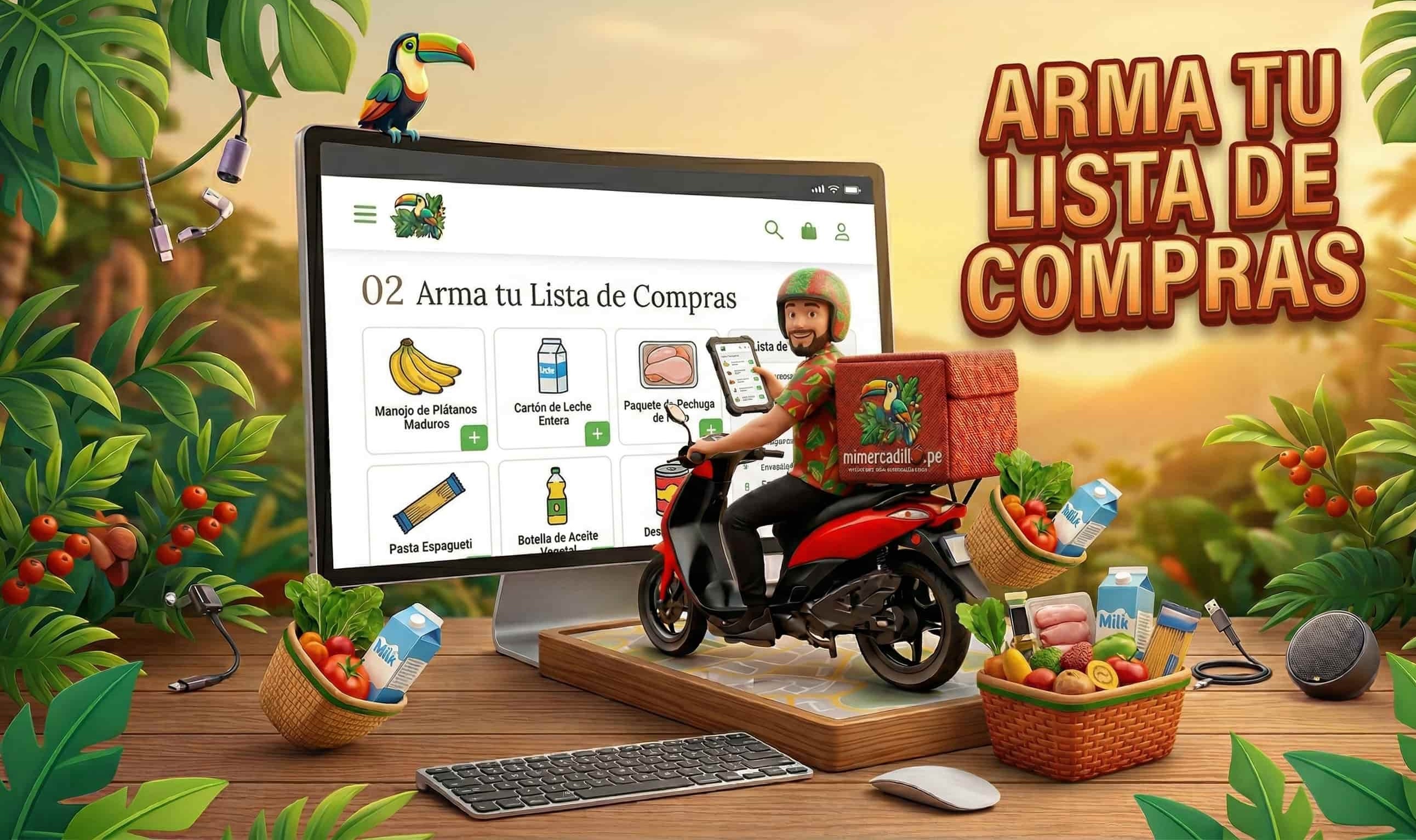 Lista de compra online con productos esenciales para delivery en Rioja